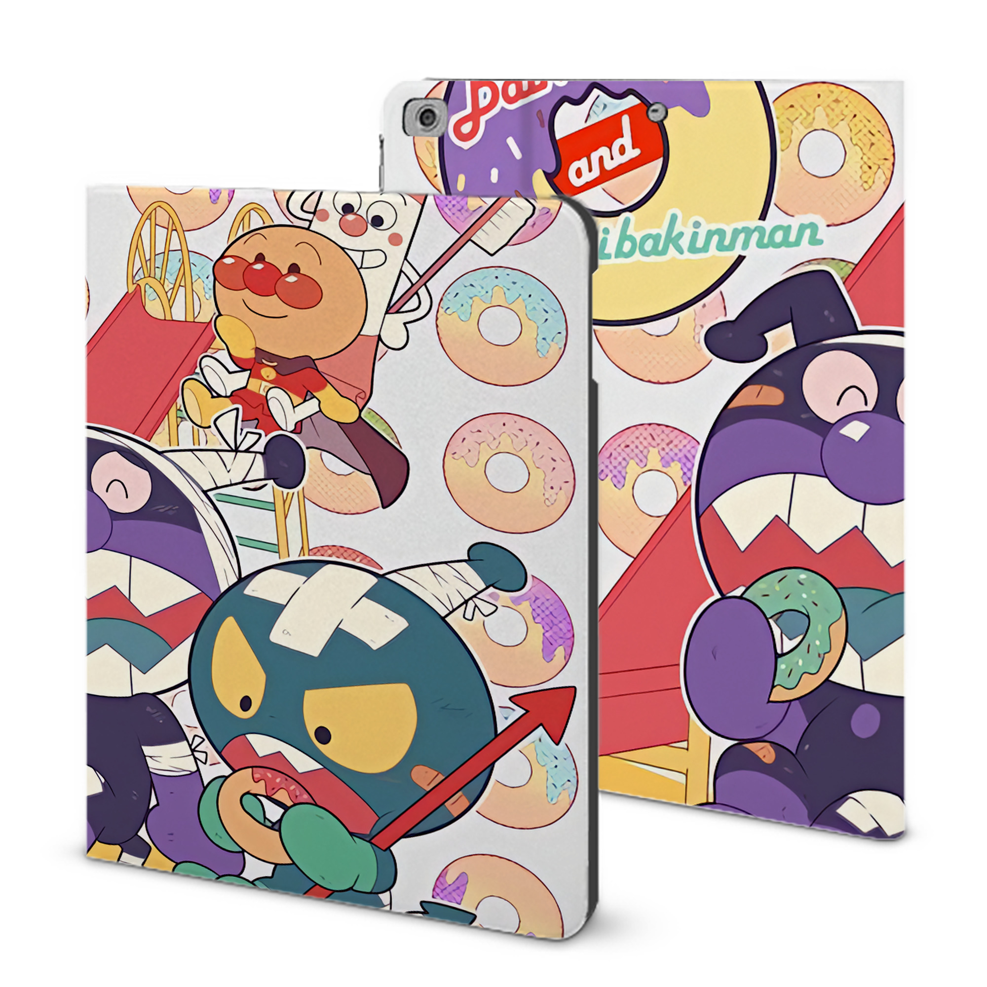 （画像用） アンパンマン Anpanman IPad ケース ブック型 PUレザー TPU 耐衝撃 軽量 薄型 ペン収納なし 全面保護 IPad 各モデル対応